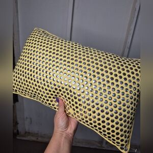 Yellow and Silver Polka Dot Accent Pillow